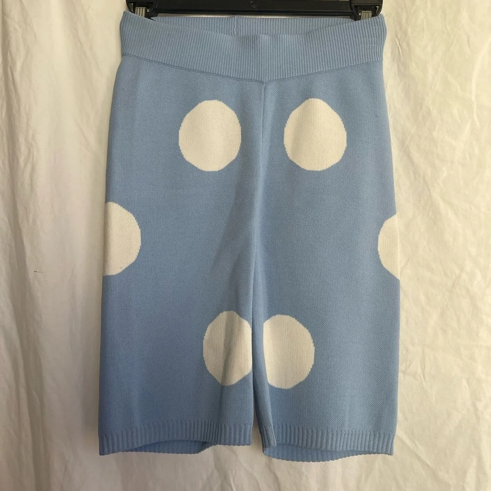 Year of Ours Fairfax Crop Top Skirt Set Blue Polka Dot Retro Preppy Mod Size XS